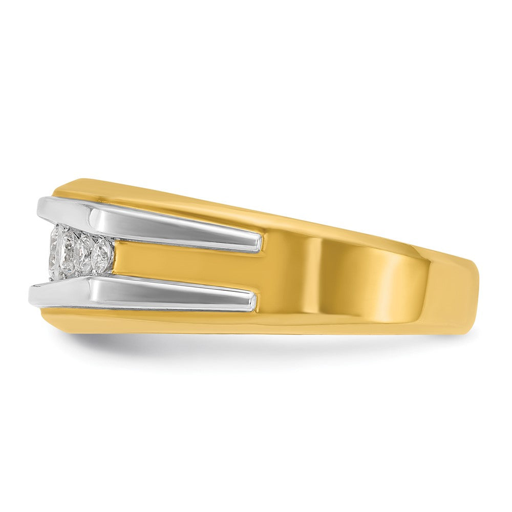 14k Yellow & Rhodium Gold with White Rhodium Men's 1/2 carat Diamond Complete Ring