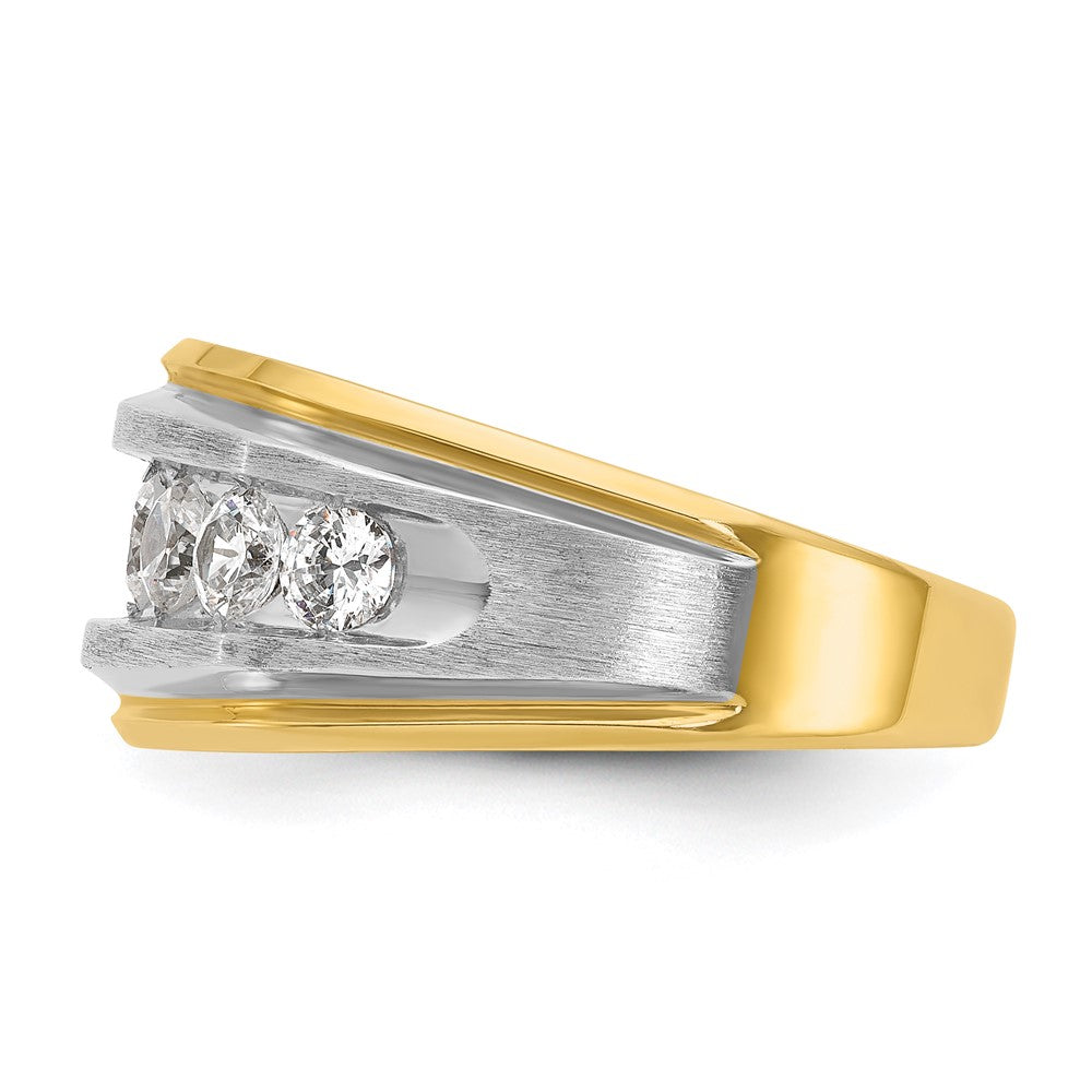 14k Yellow & Rhodium Gold with White Rhodium Men's Satin Finish 1.5 carat Diamond Complete Ring