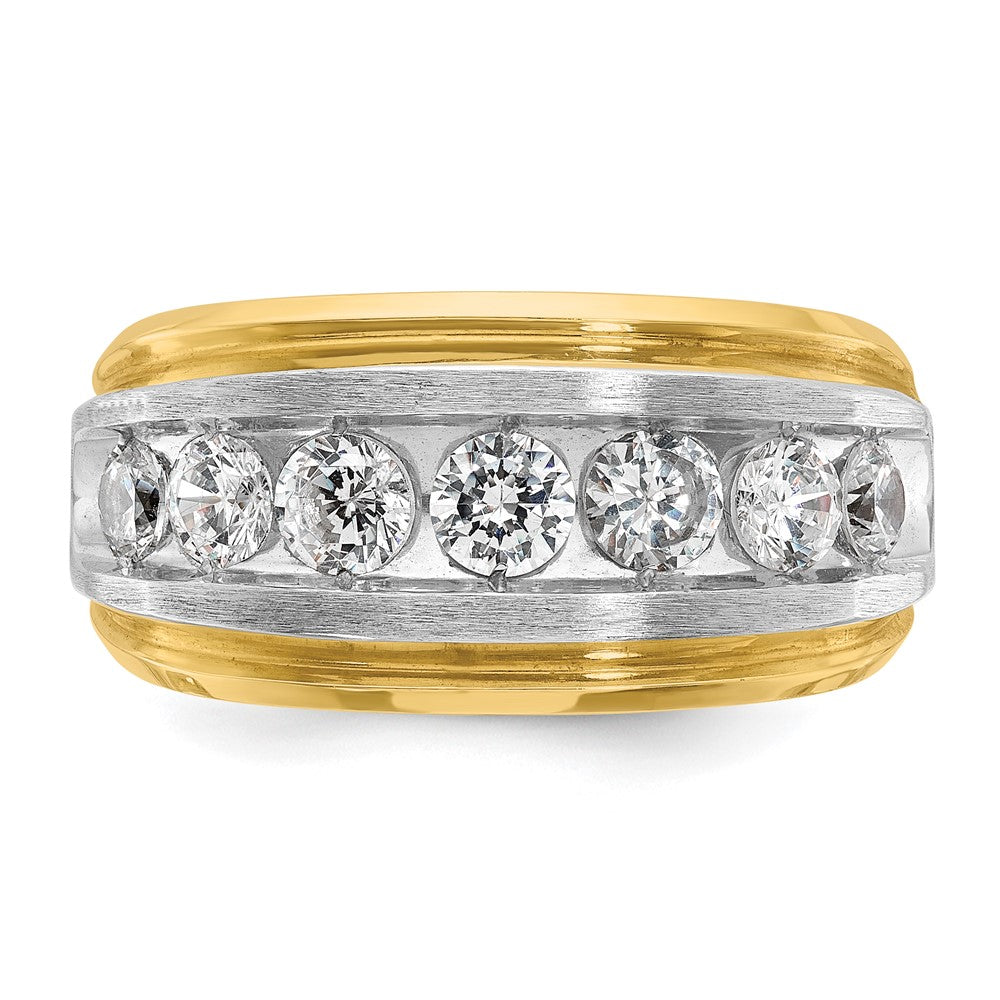 14k Yellow & Rhodium Gold with White Rhodium Men's Satin Finish 1.5 carat Diamond Complete Ring