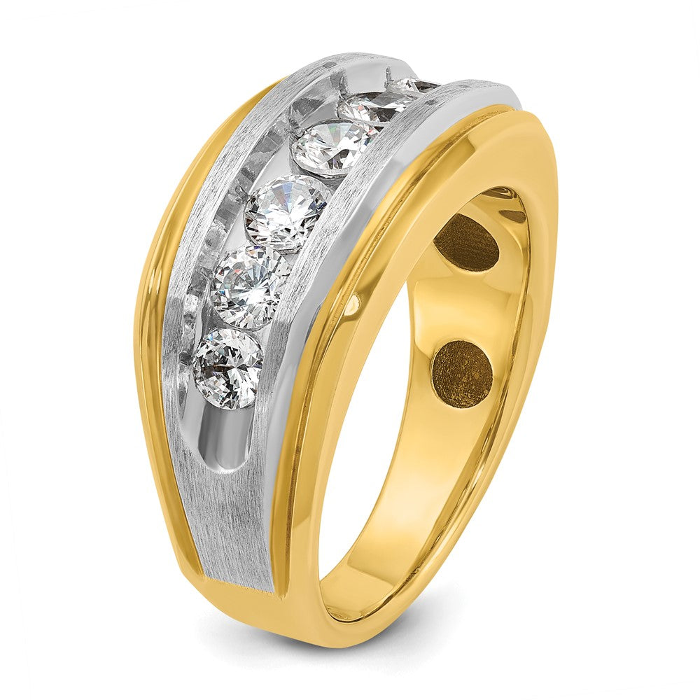 14k Yellow & Rhodium Gold with White Rhodium Men's Satin Finish 1.5 carat Diamond Complete Ring