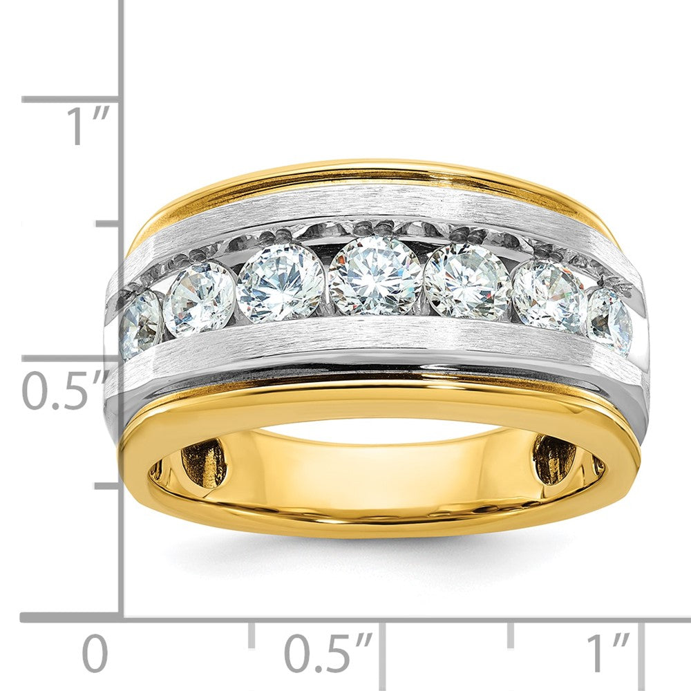 14k Yellow & Rhodium Gold with White Rhodium Men's Satin Finish 1.5 carat Diamond Complete Ring