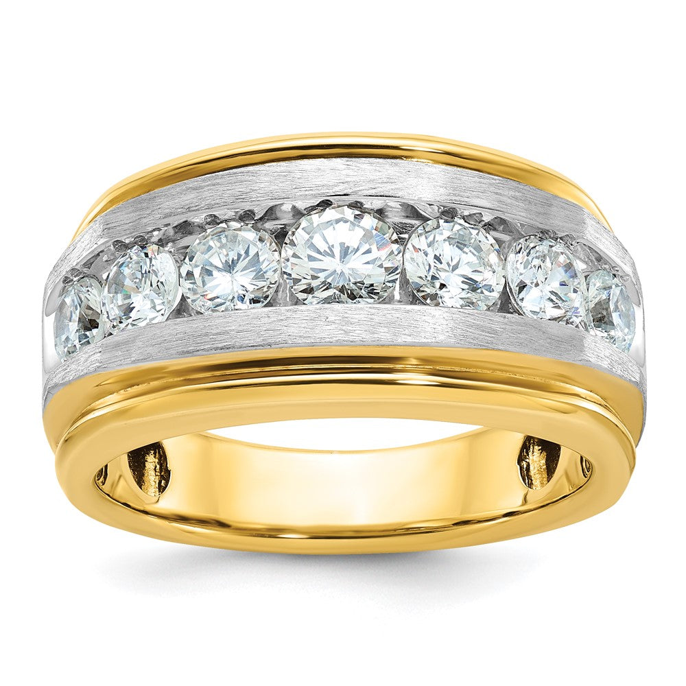 14k Yellow & Rhodium Gold with White Rhodium Men's Satin Finish 2 carat Diamond Complete Ring