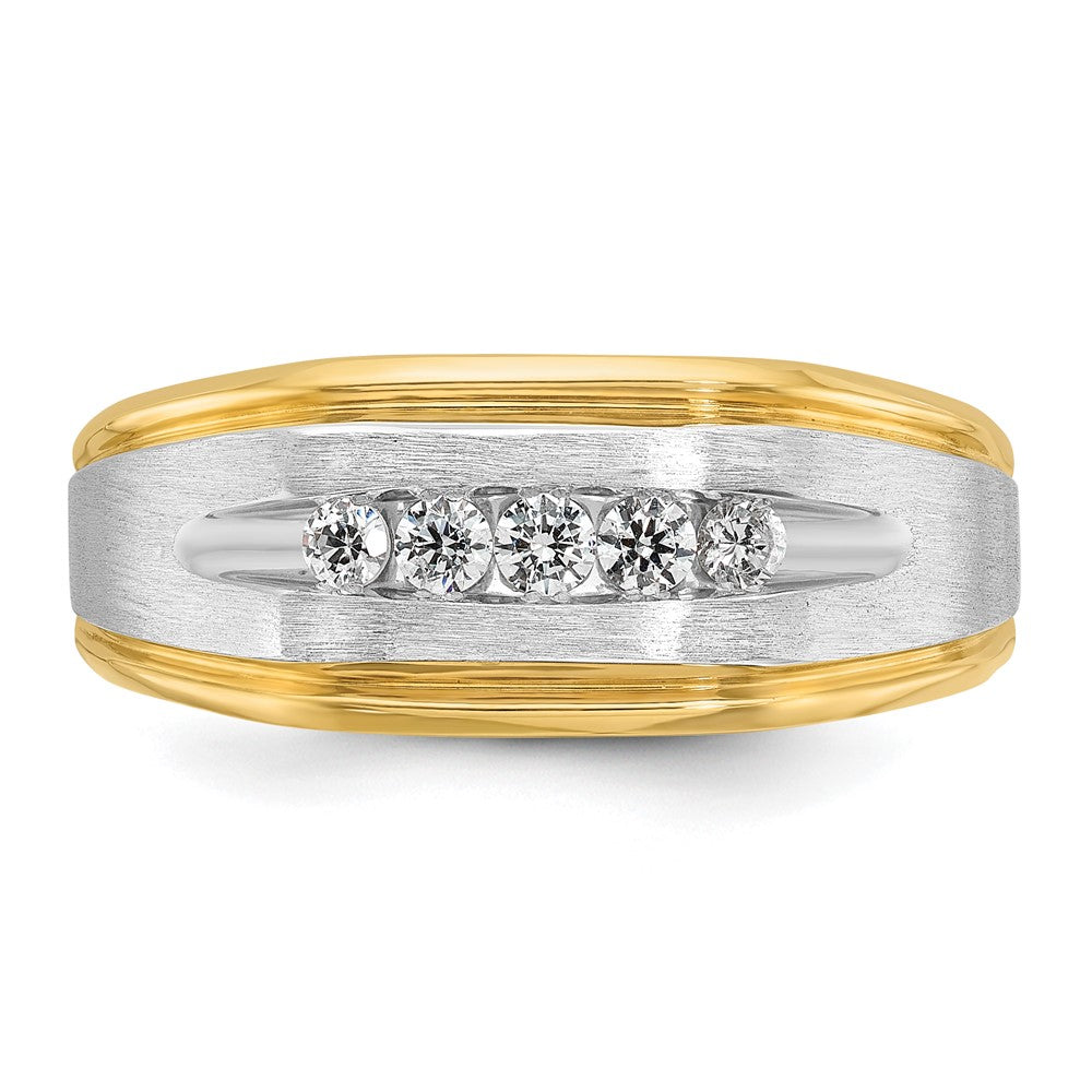 14k Yellow & Rhodium Gold with White Rhodium Men's 1/4 carat Diamond Complete Ring