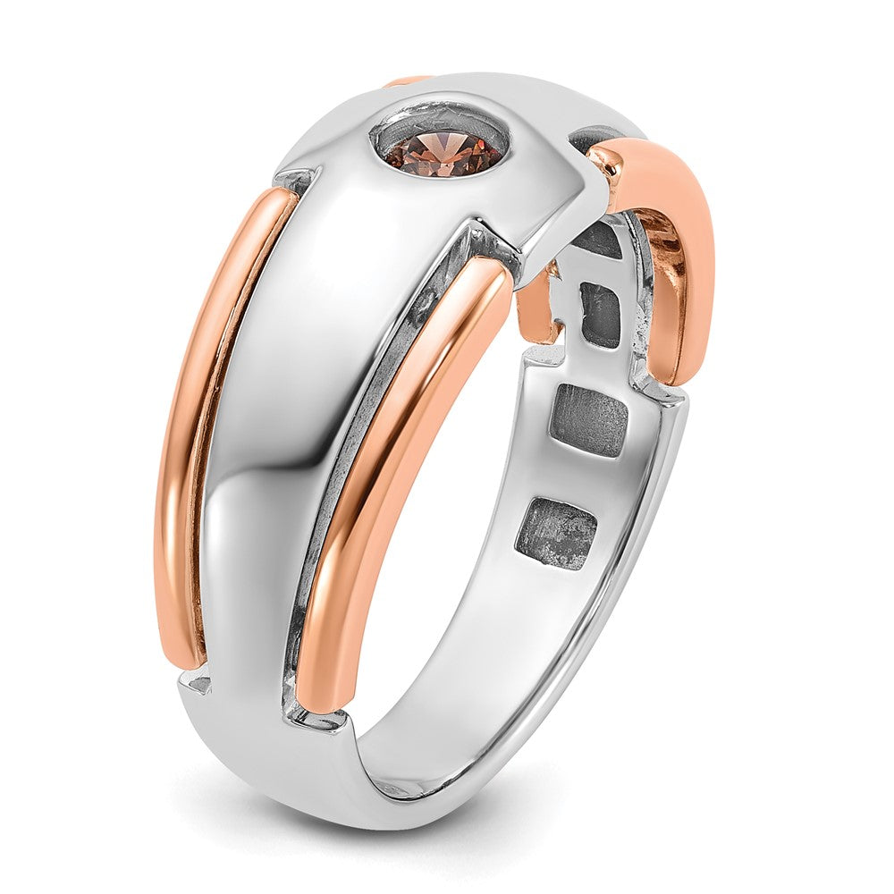 14k White/Rose Gold Two-tone Gold White/Rose Gold Men's 1/4 carat Black Diamond Complete Ring