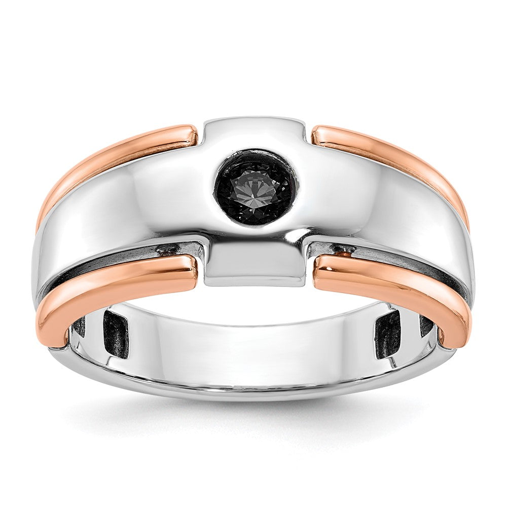 14k White/Rose Gold Two-tone Gold White/Rose Gold Men's 1/4 carat Black Diamond Complete Ring