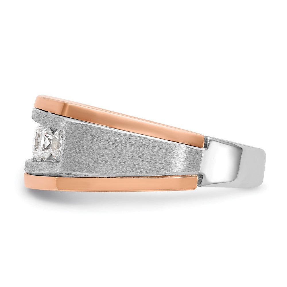 14k White/Rose Gold Two-tone Gold White/Rose Gold Men's Satin 1 carat Diamond Complete Ring