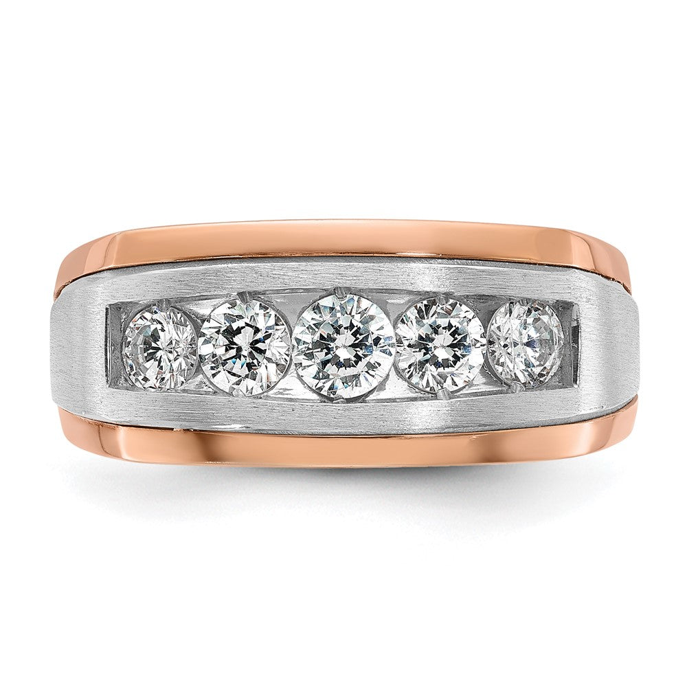 14k White/Rose Gold Two-tone Gold White/Rose Gold Men's Satin 1 carat Diamond Complete Ring