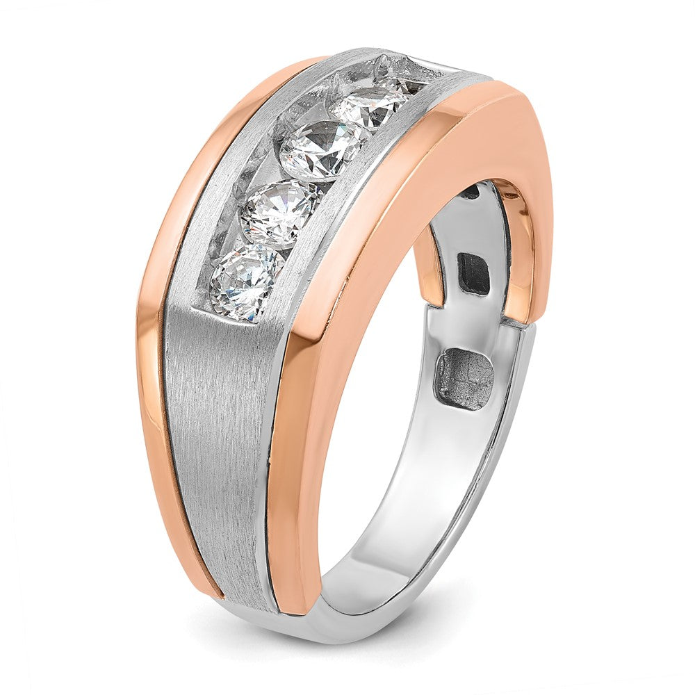 14k White/Rose Gold Two-tone Gold White/Rose Gold Men's Satin 1 carat Diamond Complete Ring