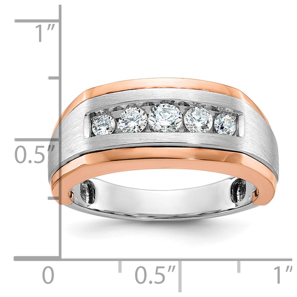 14k White/Rose Gold Two-tone Gold White/Rose Men's Satin 1/2 carat Diamond Complete Ring