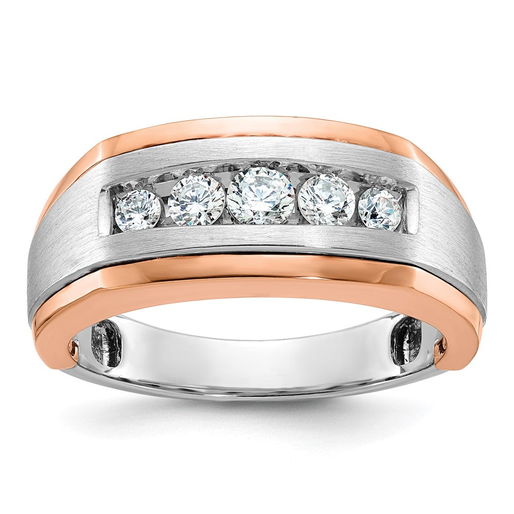 14k White/Rose Gold Two-tone Gold White/Rose Men's Satin 1/2 carat Diamond Complete Ring