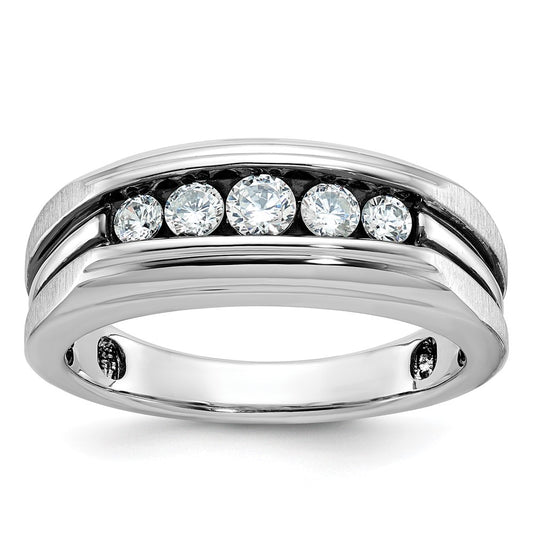 14k White Gold with Black Rhodium Men's Satin 1/2 carat Diamond Complete Ring