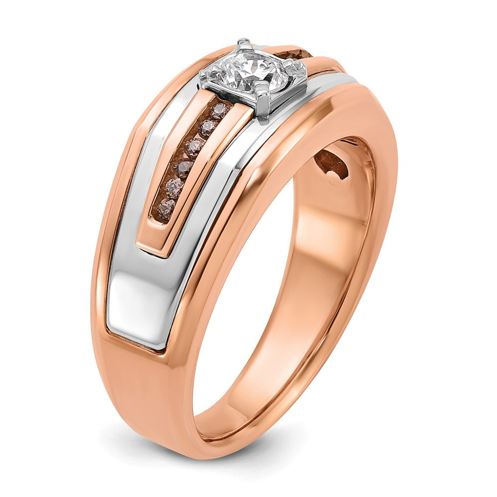 14k White/Rose Gold Two-tone Gold White/Rose Men's 1/2 carat Black/White Diamond Complete Ring