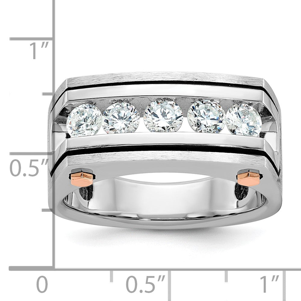 14k White/Rose Gold Two-tone Gold White/Rose w/Black Rhodium Men's Satin 1 carat Diamond Complete Ring