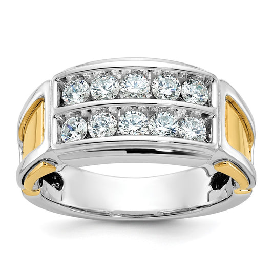 14k Two-tone Gold Men's 1 carat Diamond Complete Ring