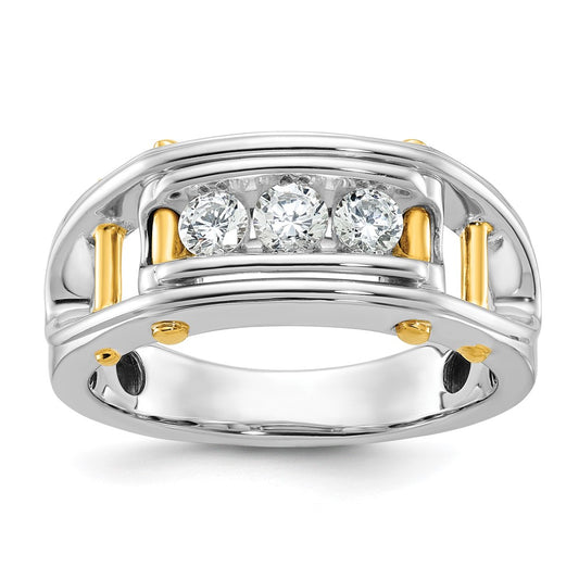 14k Two-tone Gold Men's 1/2 carat Diamond Complete Ring