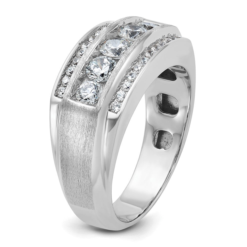 14k White Gold Men's Polished and Satin 2.1 carat Diamond Complete Ring