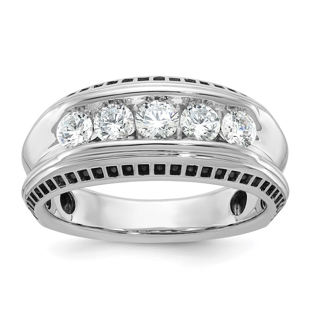 14k White Gold with Black Rhodium Men's 1 carat Diamond Complete Ring