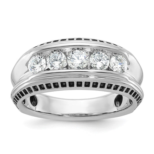 14k White Gold with Black Rhodium Men's 1 carat Diamond Complete Ring