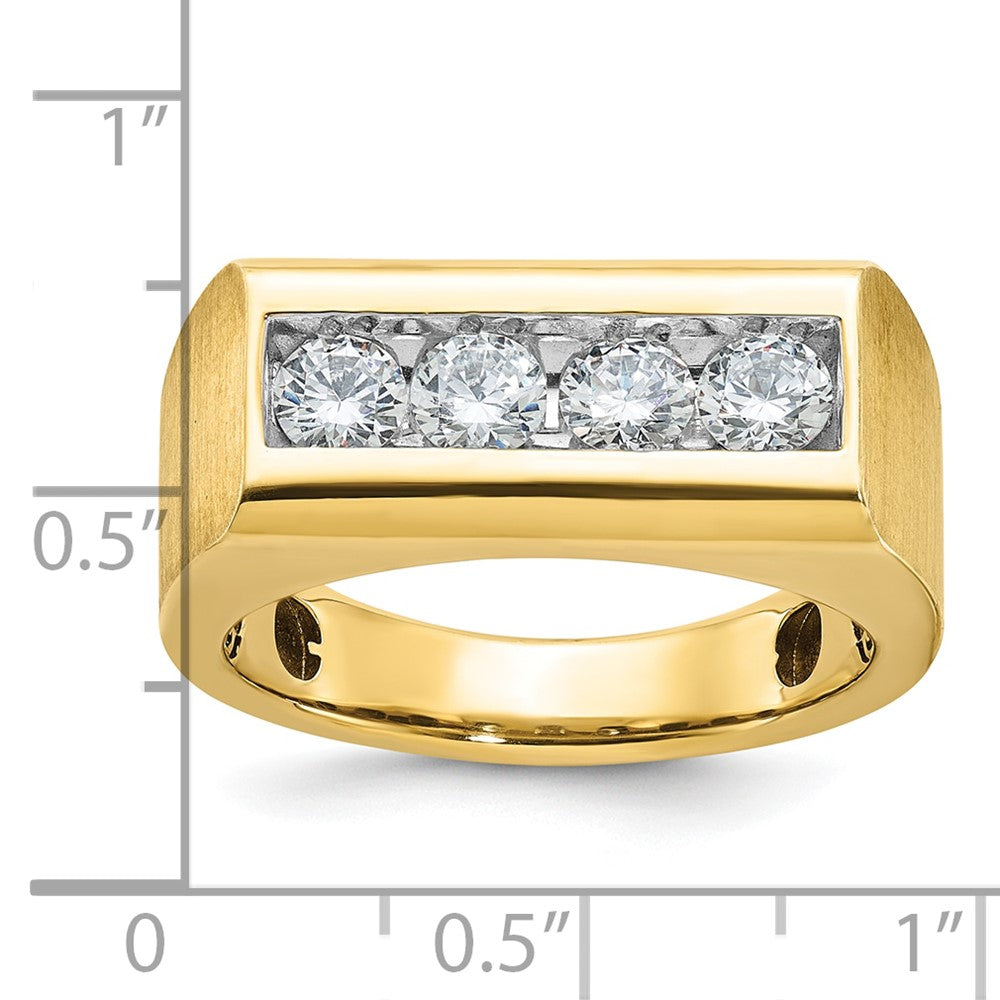 14k Yellow Gold Men's Square Top 1 carat Diamond Complete Ring