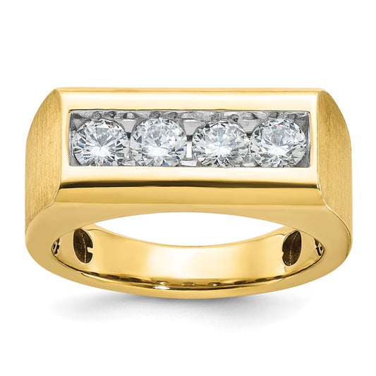 14k Yellow Gold Men's Square Top 1 carat Diamond Complete Ring