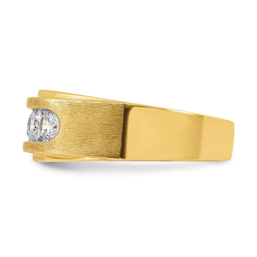 14k Yellow Gold Men's 1 carat Diamond Satin Finish Complete Ring