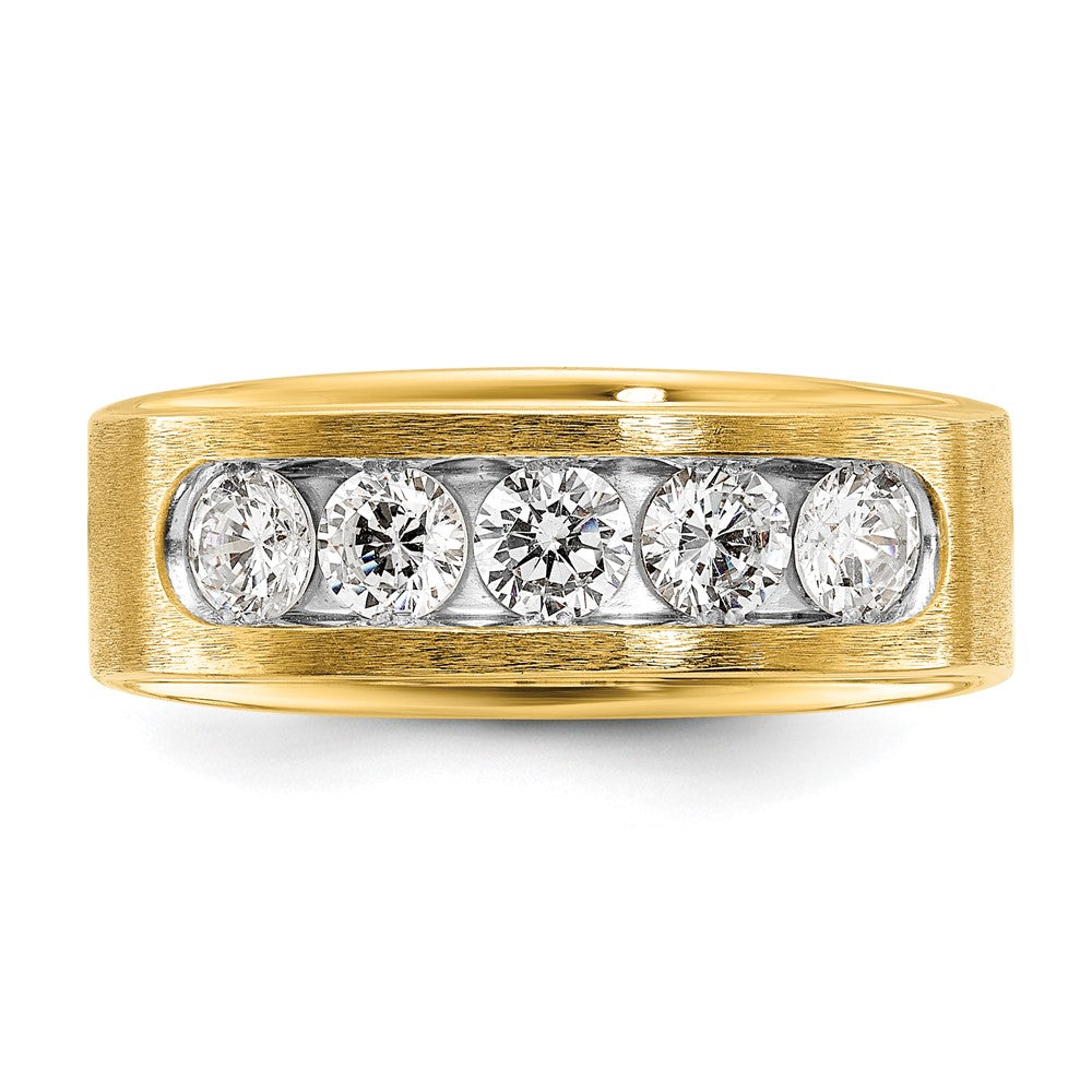 14k Yellow Gold Men's 1 carat Diamond Satin Finish Complete Ring