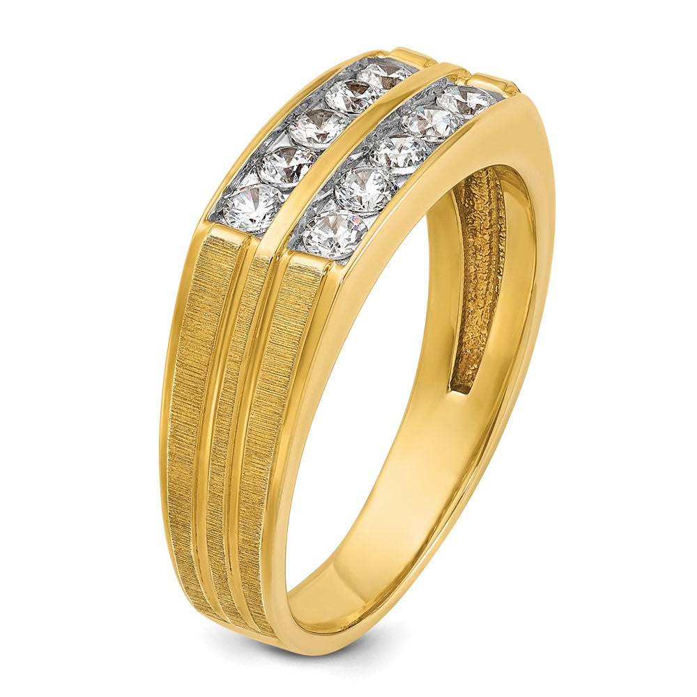 14k Yellow Gold Men's Polished and Satin 5/8 carat Diamond Complete Ring