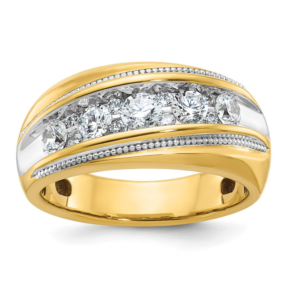 14k Yellow & Rhodium Gold with White Rhodium Men's Milgrain 1 carat Diamond Complete Ring