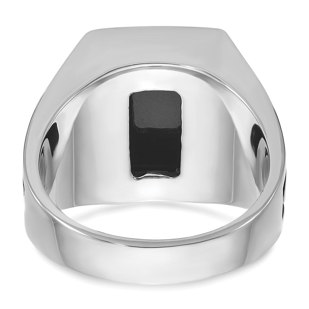 14k White Gold with Black Rhodium Men's Onyx Complete Ring