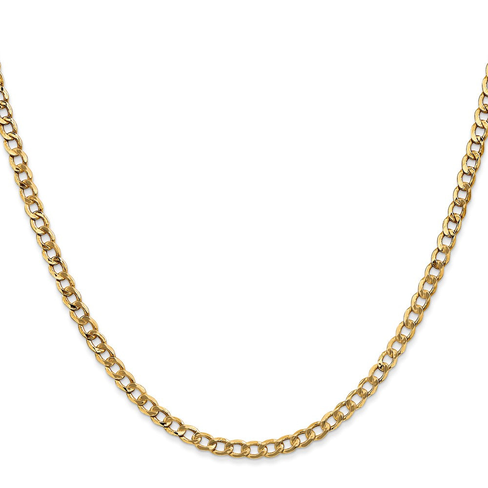 14K Yellow Gold 18 inch 3.35mm Semi-Solid Curb with Lobster Clasp Chain Necklace