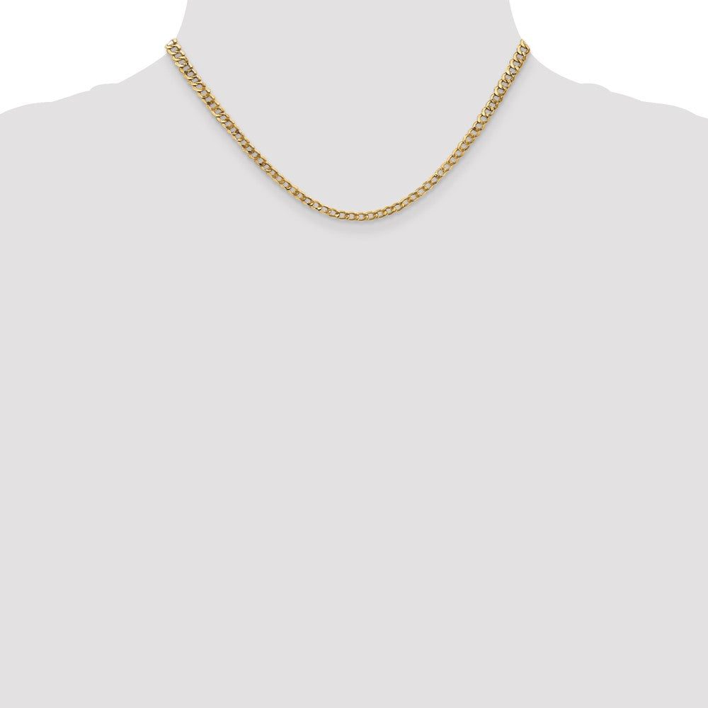 14K Yellow Gold 16 inch 3.35mm Semi-Solid Curb with Lobster Clasp Chain Necklace