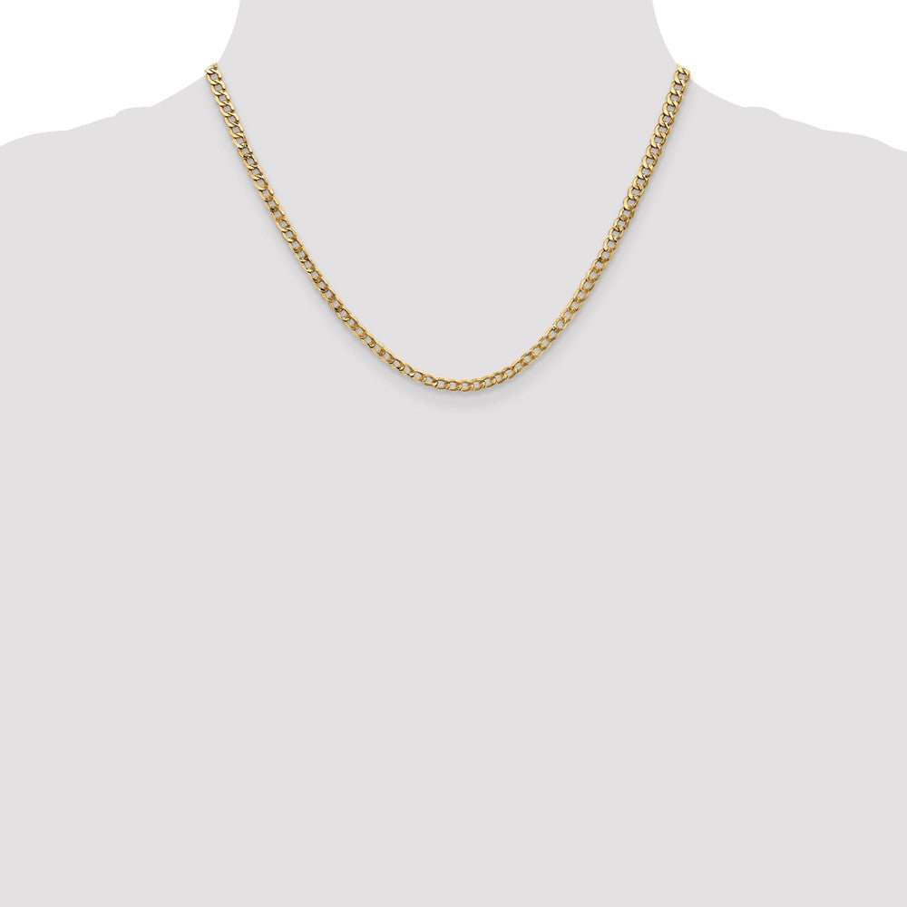 14K Yellow Gold 18 inch 3.35mm Semi-Solid Curb with Lobster Clasp Chain Necklace