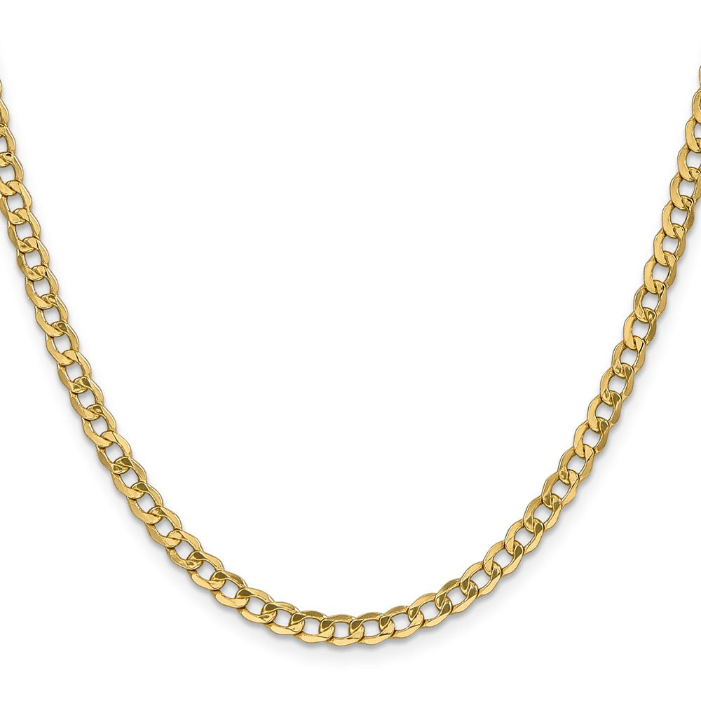 14K Yellow Gold 28 inch 4.3mm Semi-Solid Curb with Lobster Clasp Chain Necklace