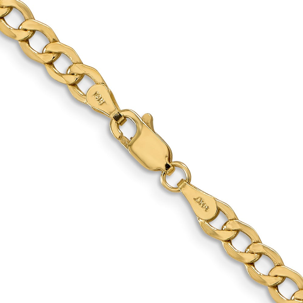 14K Yellow Gold 28 inch 4.3mm Semi-Solid Curb with Lobster Clasp Chain Necklace