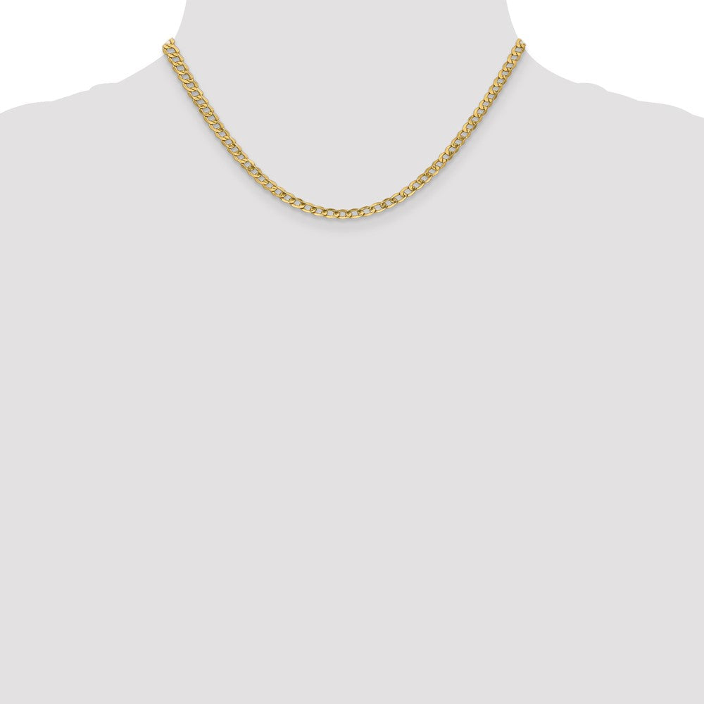 14K Yellow Gold 16 inch 4.3mm Semi-Solid Curb with Lobster Clasp Chain Necklace