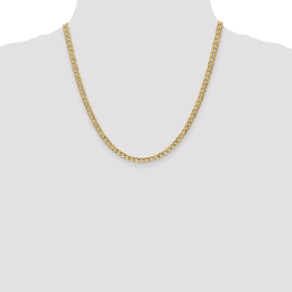 14K Yellow Gold 20 inch 4.3mm Semi-Solid Curb with Lobster Clasp Chain Necklace