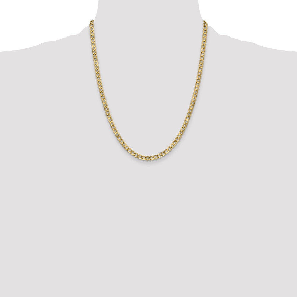 14K Yellow Gold 22 inch 4.3mm Semi-Solid Curb with Lobster Clasp Chain Necklace