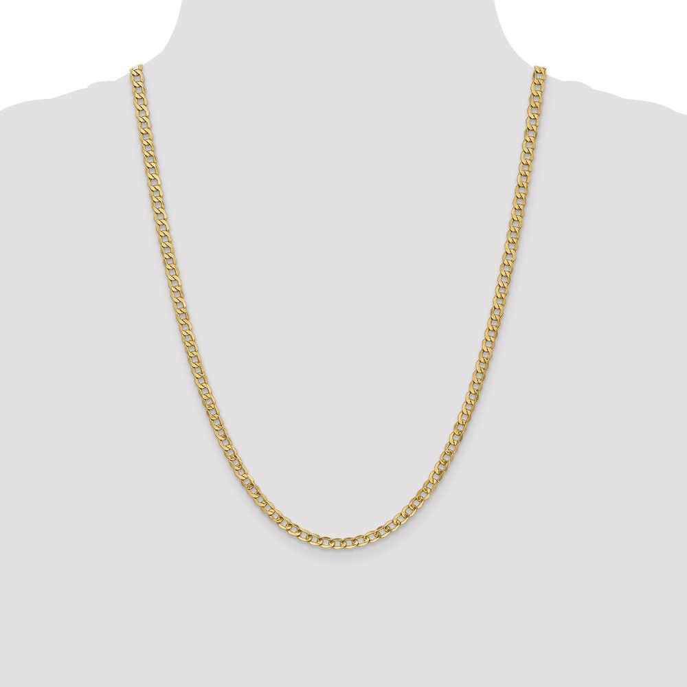 14K Yellow Gold 24 inch 4.3mm Semi-Solid Curb with Lobster Clasp Chain Necklace