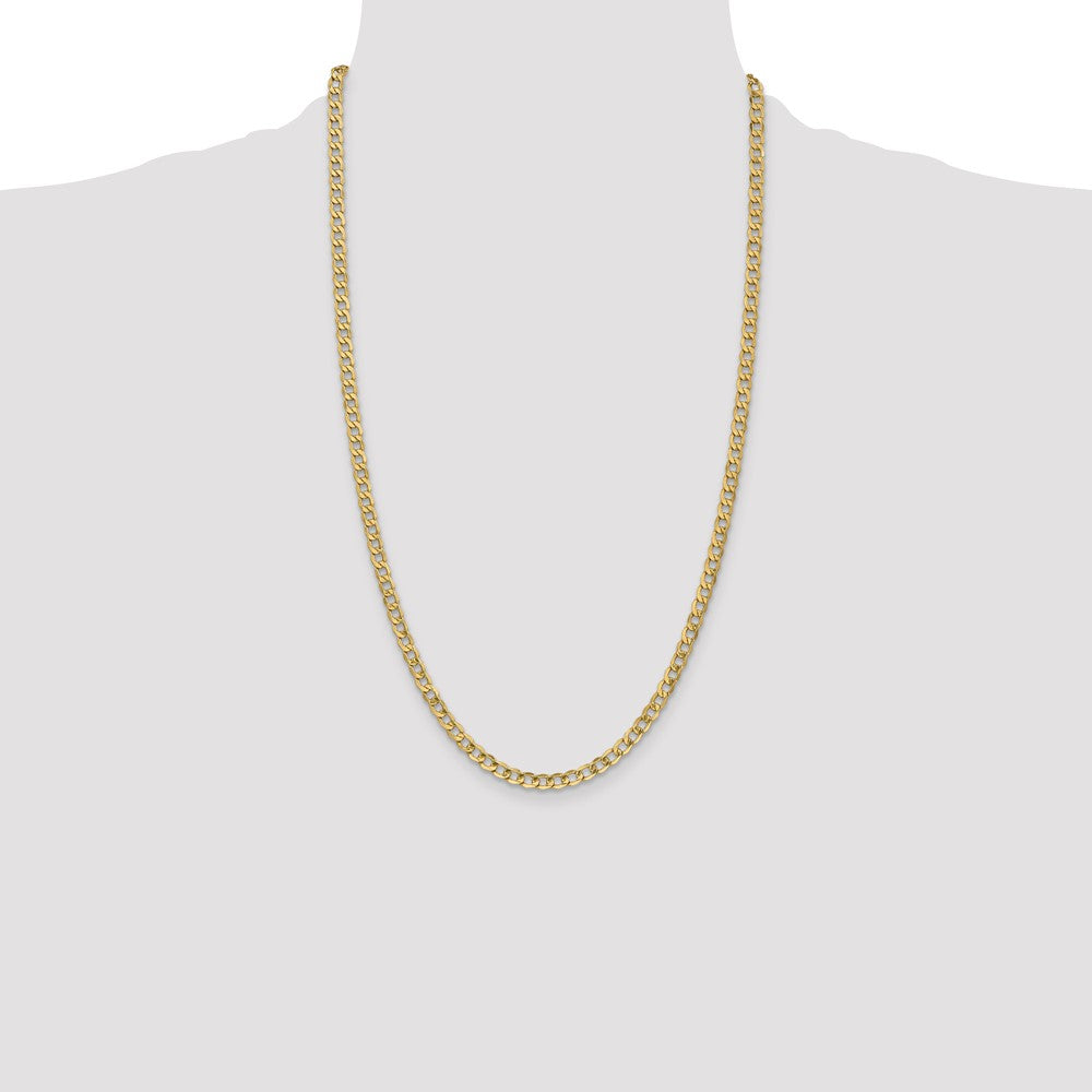 14K Yellow Gold 26 inch 4.3mm Semi-Solid Curb with Lobster Clasp Chain Necklace