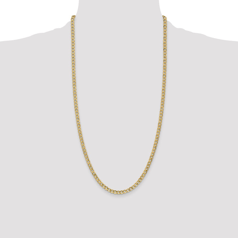 14K Yellow Gold 28 inch 4.3mm Semi-Solid Curb with Lobster Clasp Chain Necklace