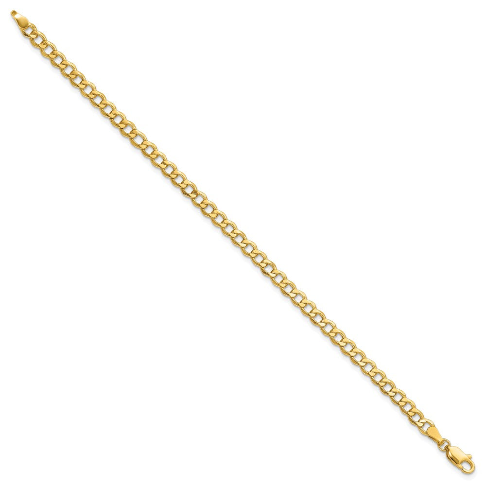 14K Yellow Gold 7 inch 4.3mm Semi-Solid Curb with Lobster Clasp Bracelet