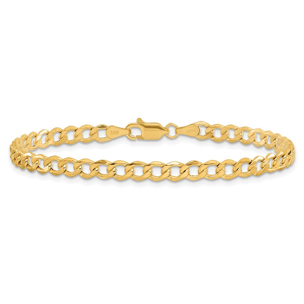 14K Yellow Gold 7 inch 4.3mm Semi-Solid Curb with Lobster Clasp Bracelet