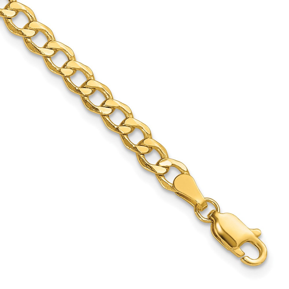 14K Yellow Gold 8 inch 4.3mm Semi-Solid Curb with Lobster Clasp Bracelet