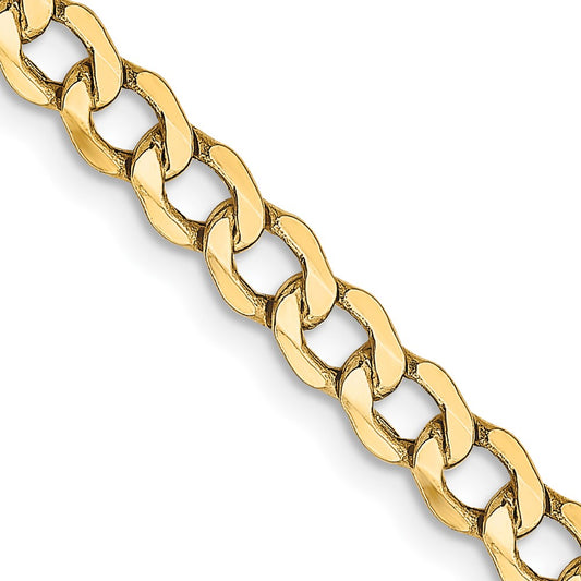 14K Yellow Gold 22 inch 4.3mm Semi-Solid Curb with Lobster Clasp Chain Necklace