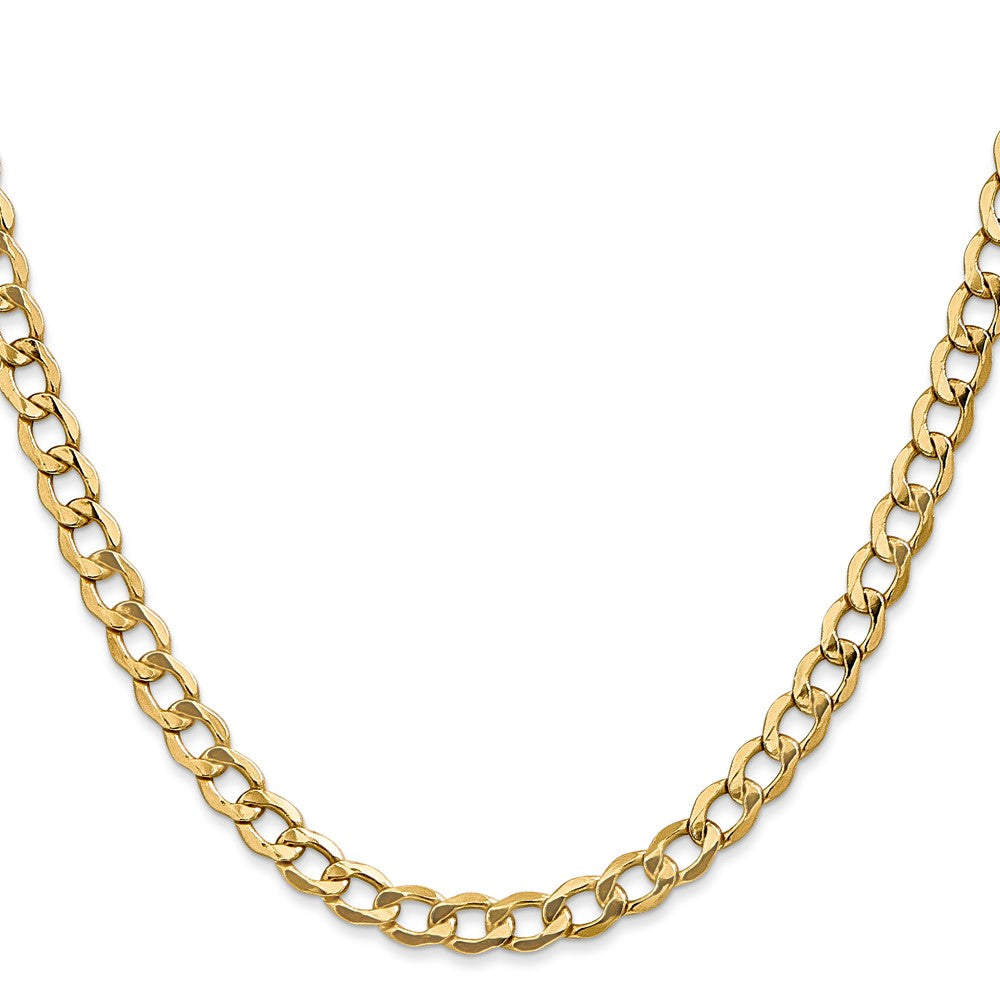 14K Yellow Gold 18 inch 5.25mm Semi-Solid Curb with Lobster Clasp Chain Necklace