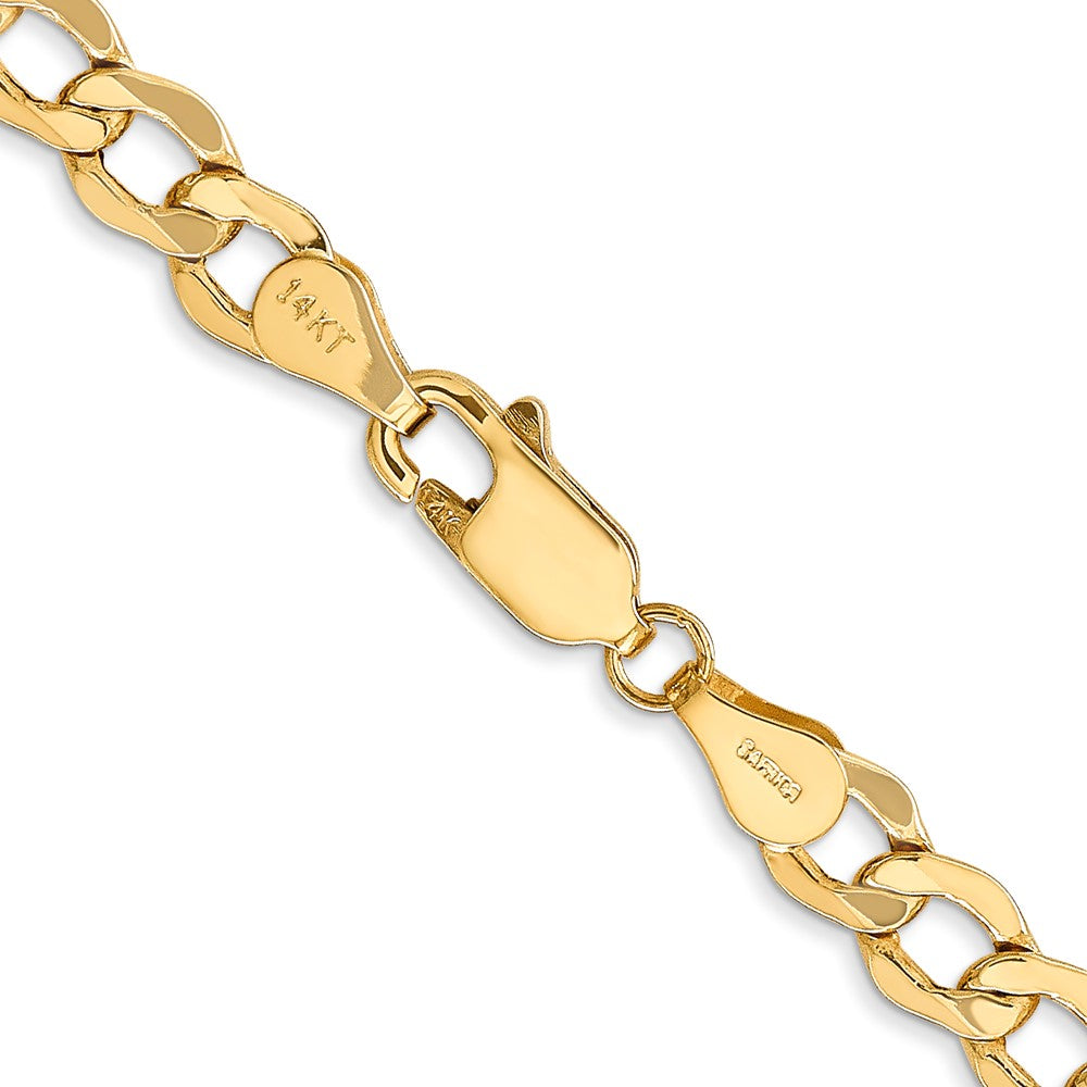 14K Yellow Gold 18 inch 5.25mm Semi-Solid Curb with Lobster Clasp Chain Necklace