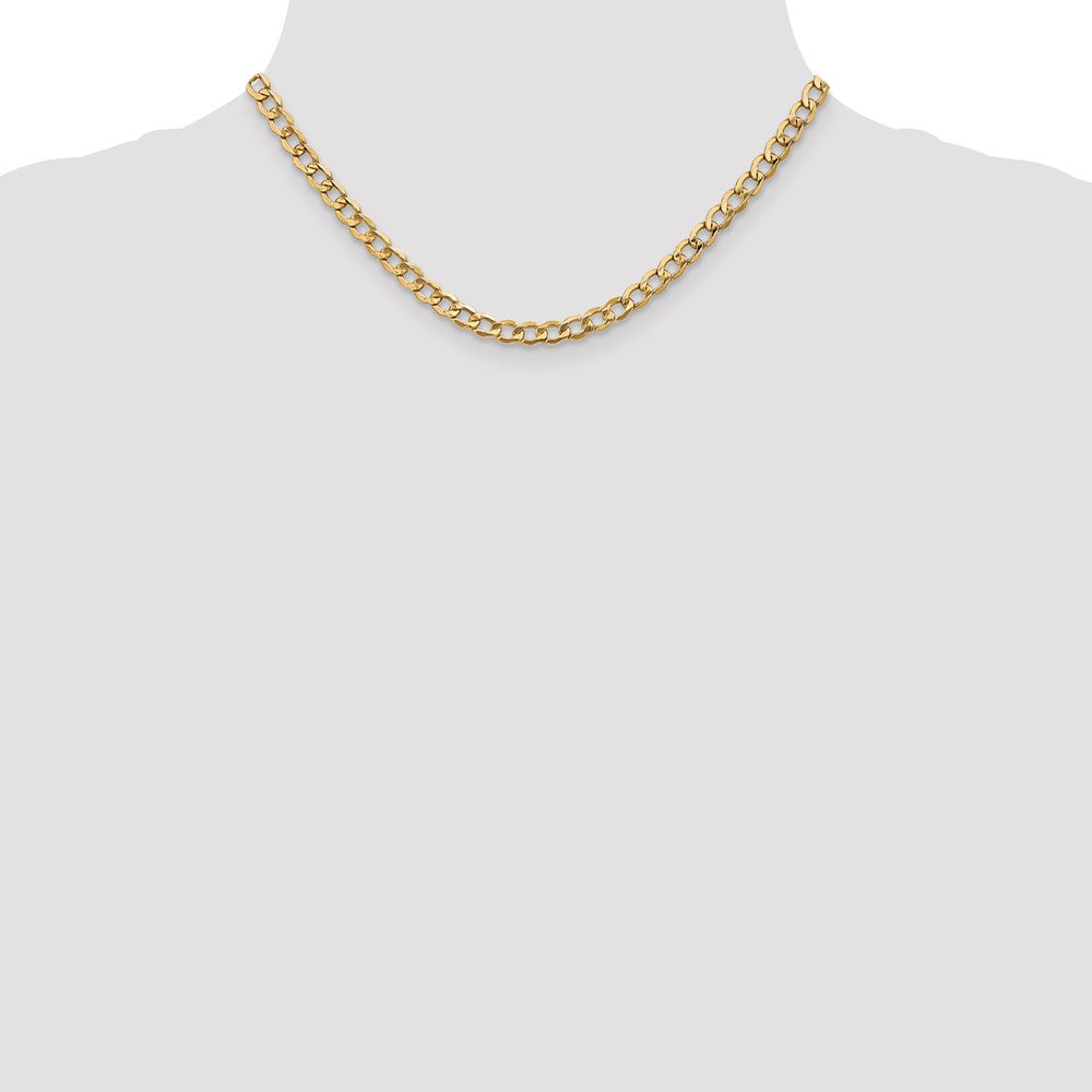 14K Yellow Gold 16 inch 5.25mm Semi-Solid Curb with Lobster Clasp Chain Necklace