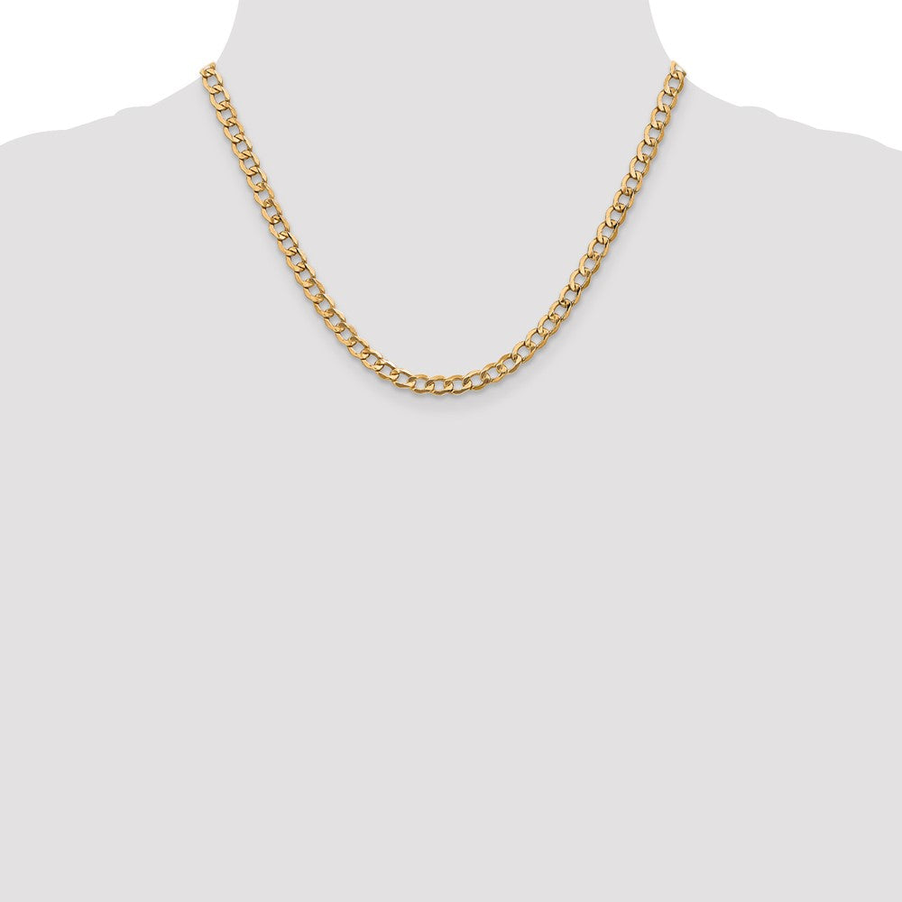 14K Yellow Gold 18 inch 5.25mm Semi-Solid Curb with Lobster Clasp Chain Necklace