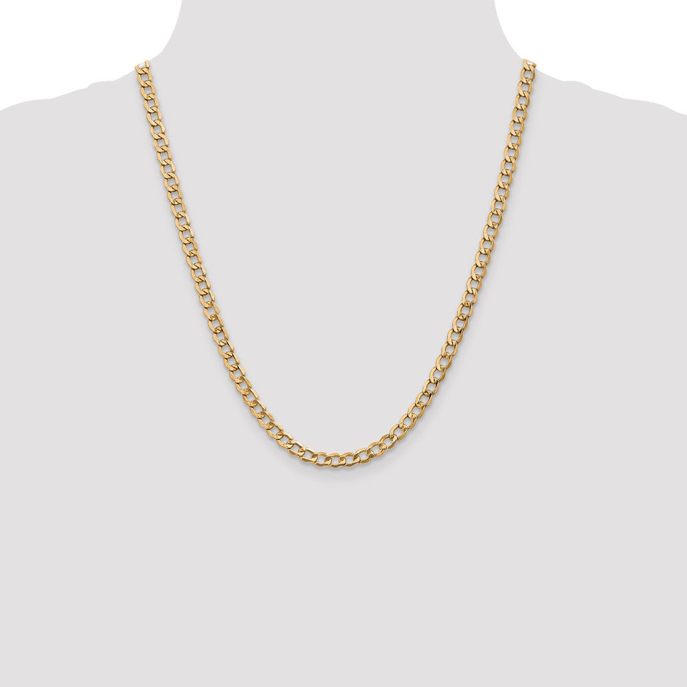 14K Yellow Gold 22 inch 5.25mm Semi-Solid Curb with Lobster Clasp Chain Necklace