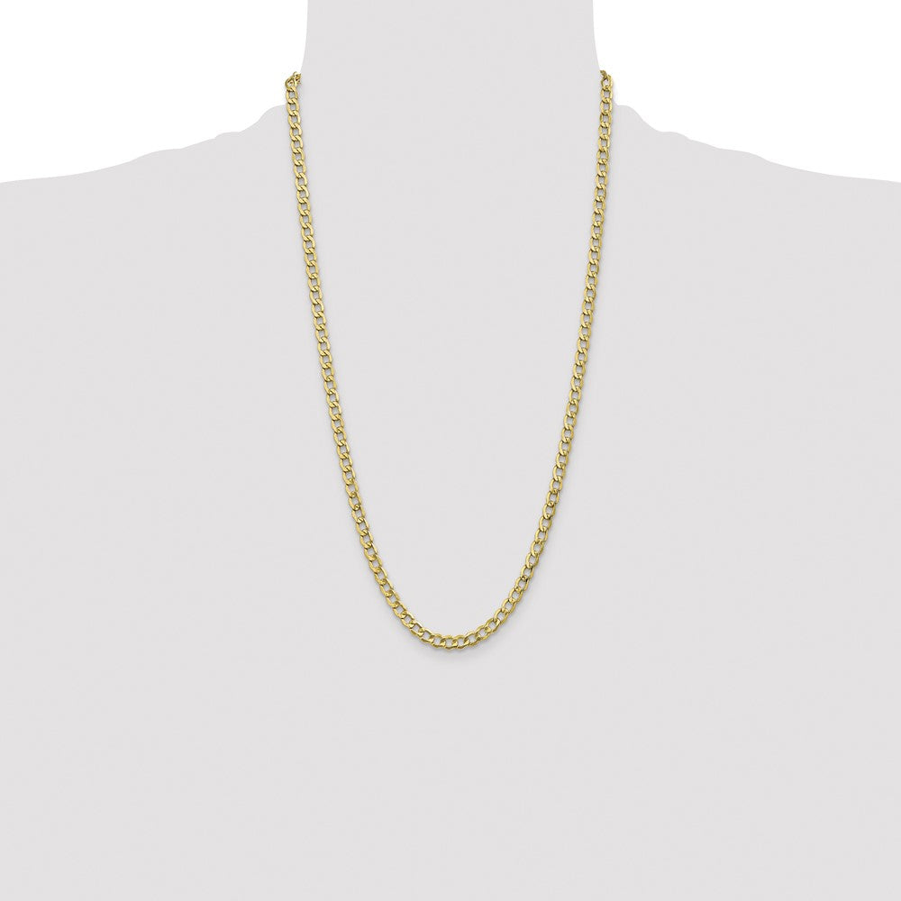 14K Yellow Gold 26 inch 5.25mm Semi-Solid Curb with Lobster Clasp Chain Necklace